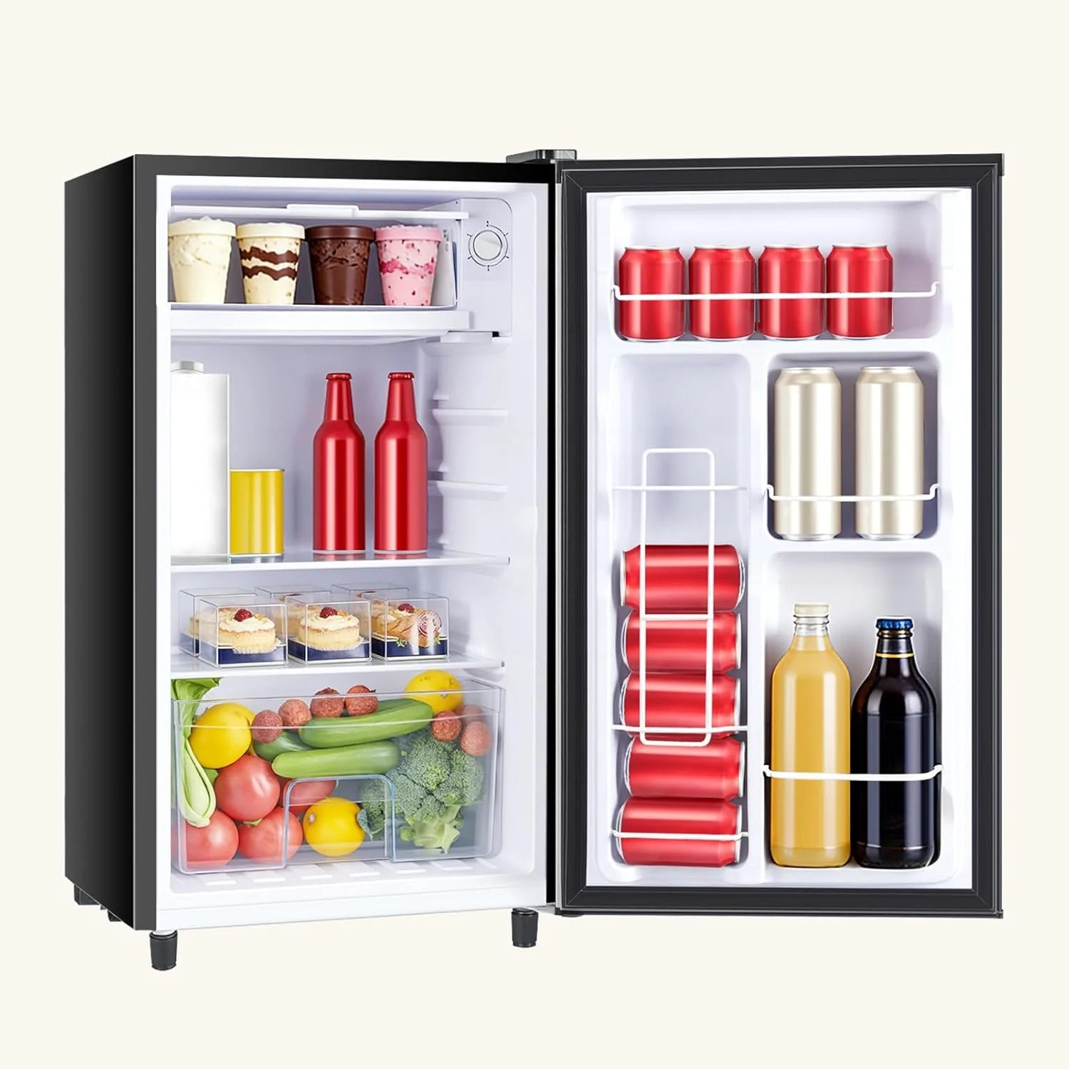 NEWBULIG Mini Fridge with Freezer 3.2 Cu.Ft Small Refrigerator for Office, Dorm, Small Fridge