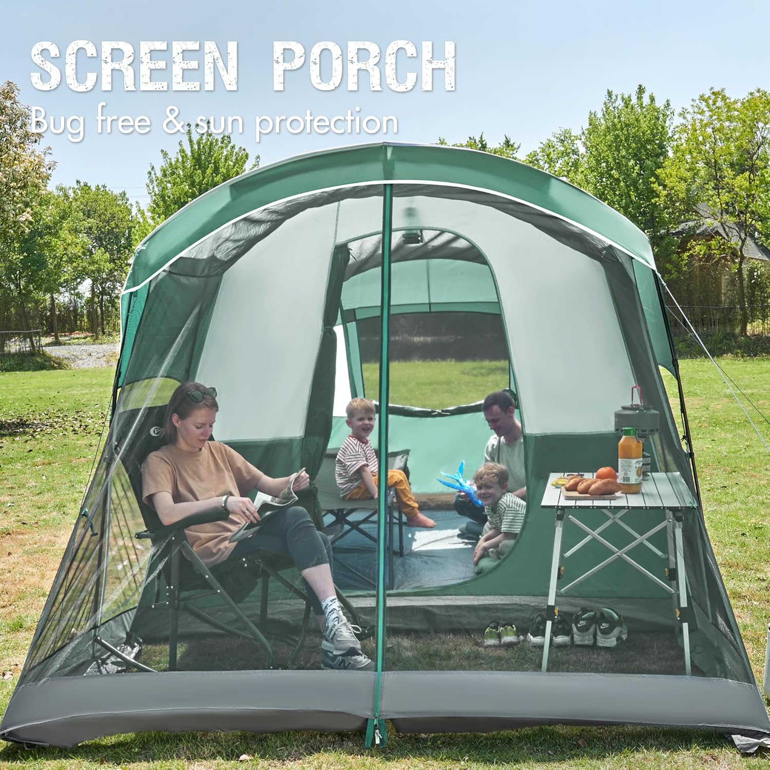 PORTAL 6/8/10 Person Family Camping Tent with Screen Room Water Resistant Big Tunnel Tent