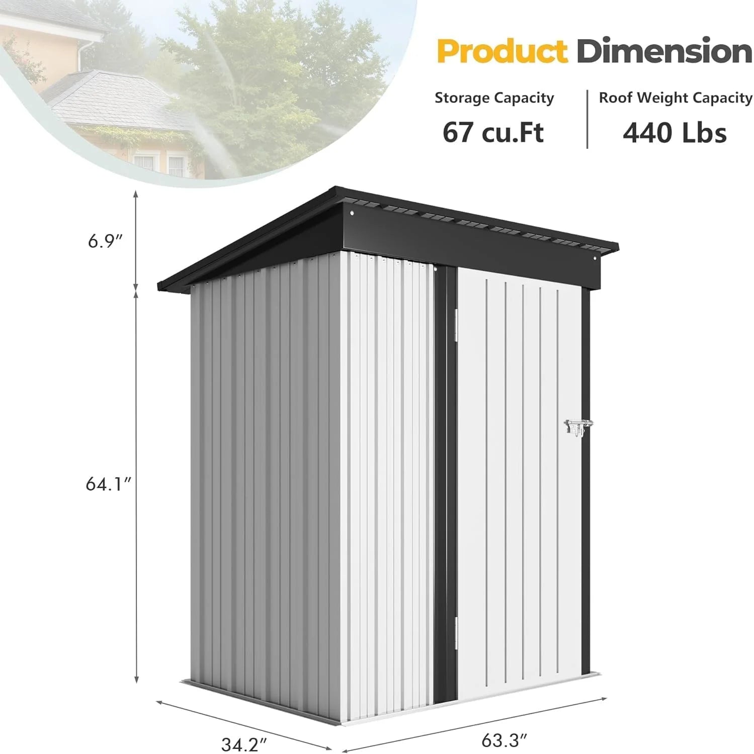 Devoko Outdoor Storage Shed 5 x 3 FT Lockable Metal Garden Shed Steel Anti-Corrosion Storage House with Single Lockable Door for Backyard Outdoor Patio
