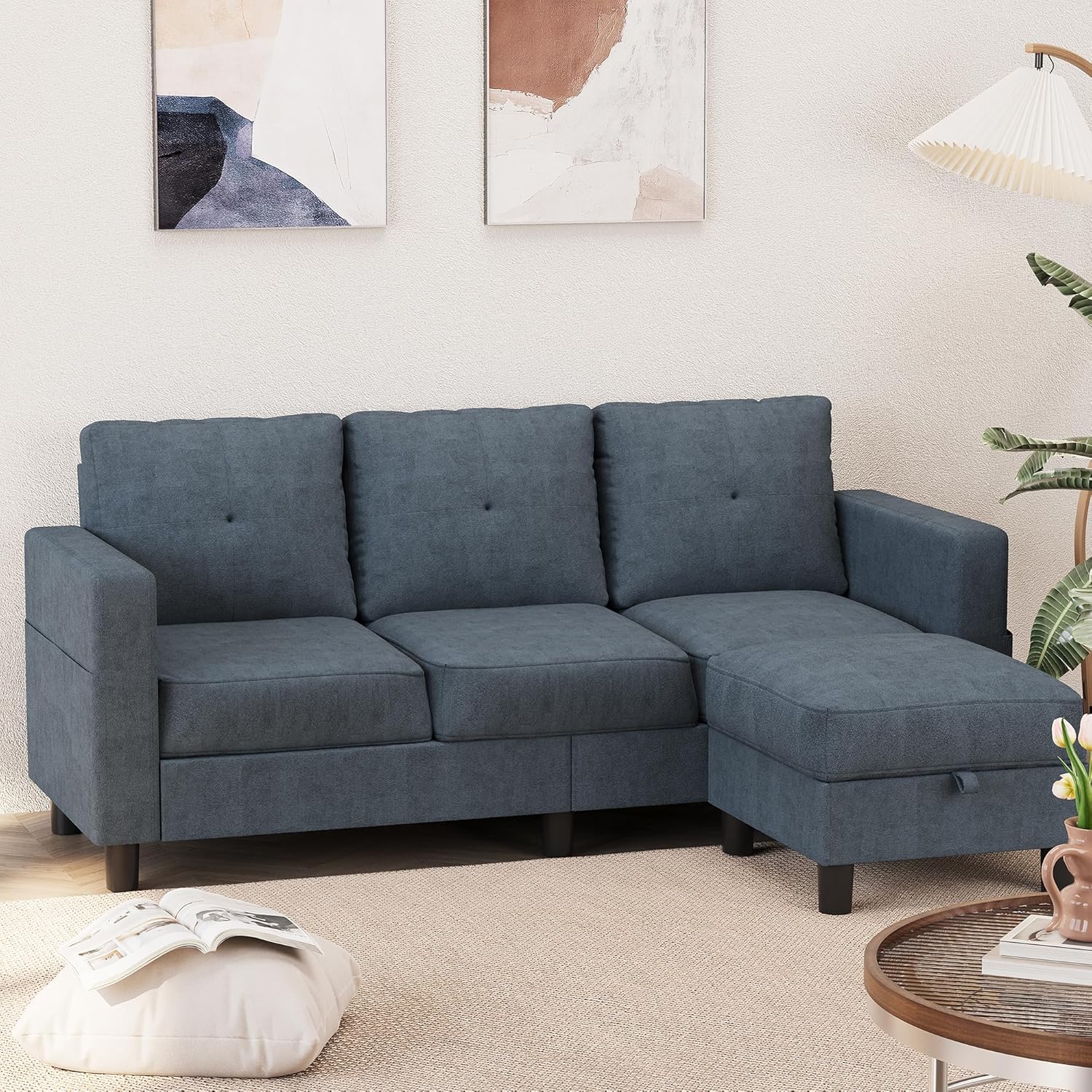 Shintenchi 76 Modern Upholstered Sectional Sofa, L-Shaped Couch