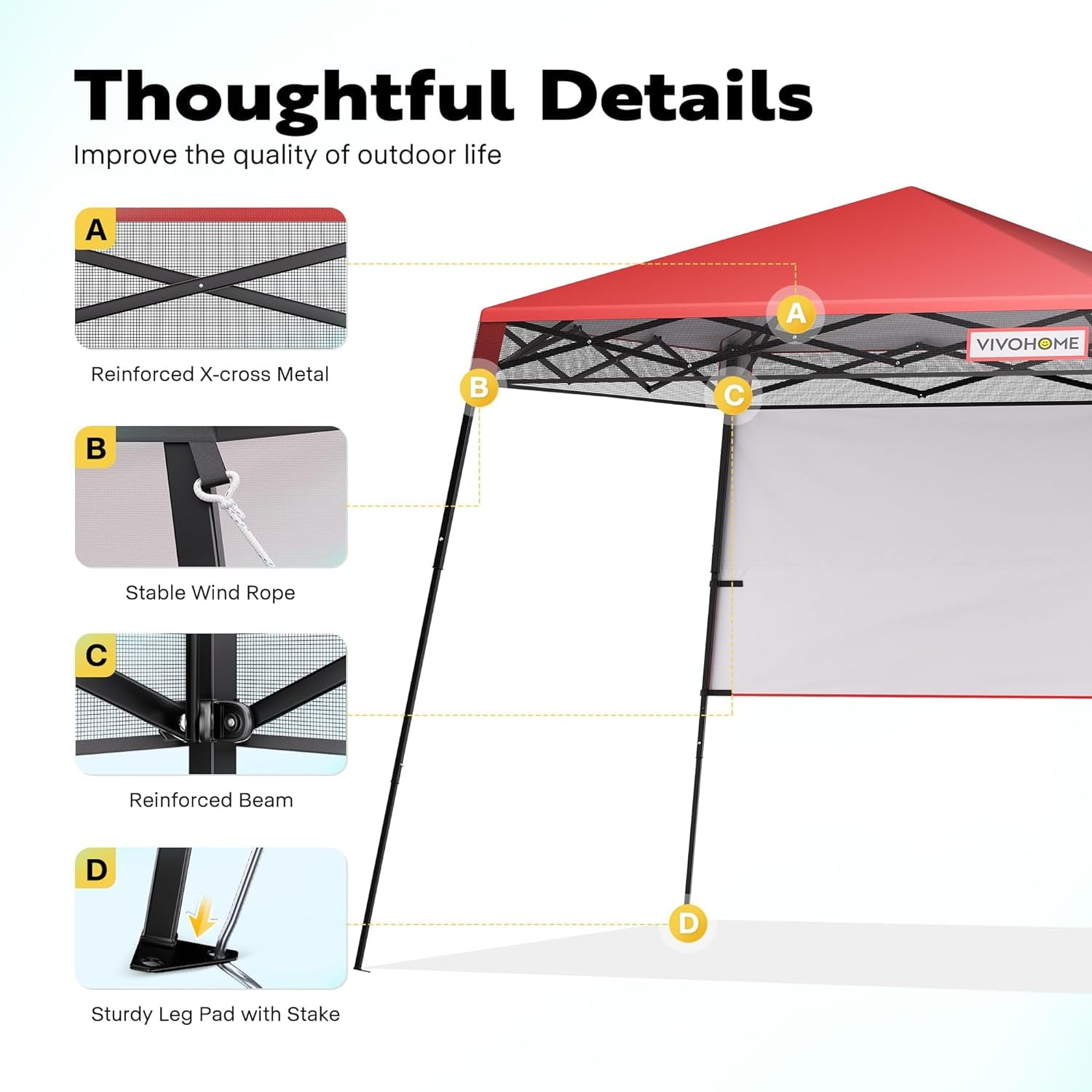 SPECSTAR 8'x8' Slant Leg Canopy Tent with Central Lock Design, Perfect for Camping, Party, Yard, and Beach Events, Beige (6x6ft Canopy Cover)