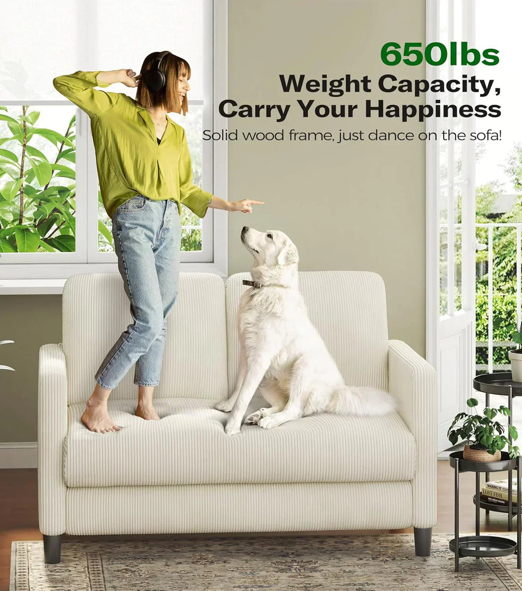 Loveseat Sofa 51 Love Seat Comfy Corduroy Small Loveseat Tool-Free Setup Couch