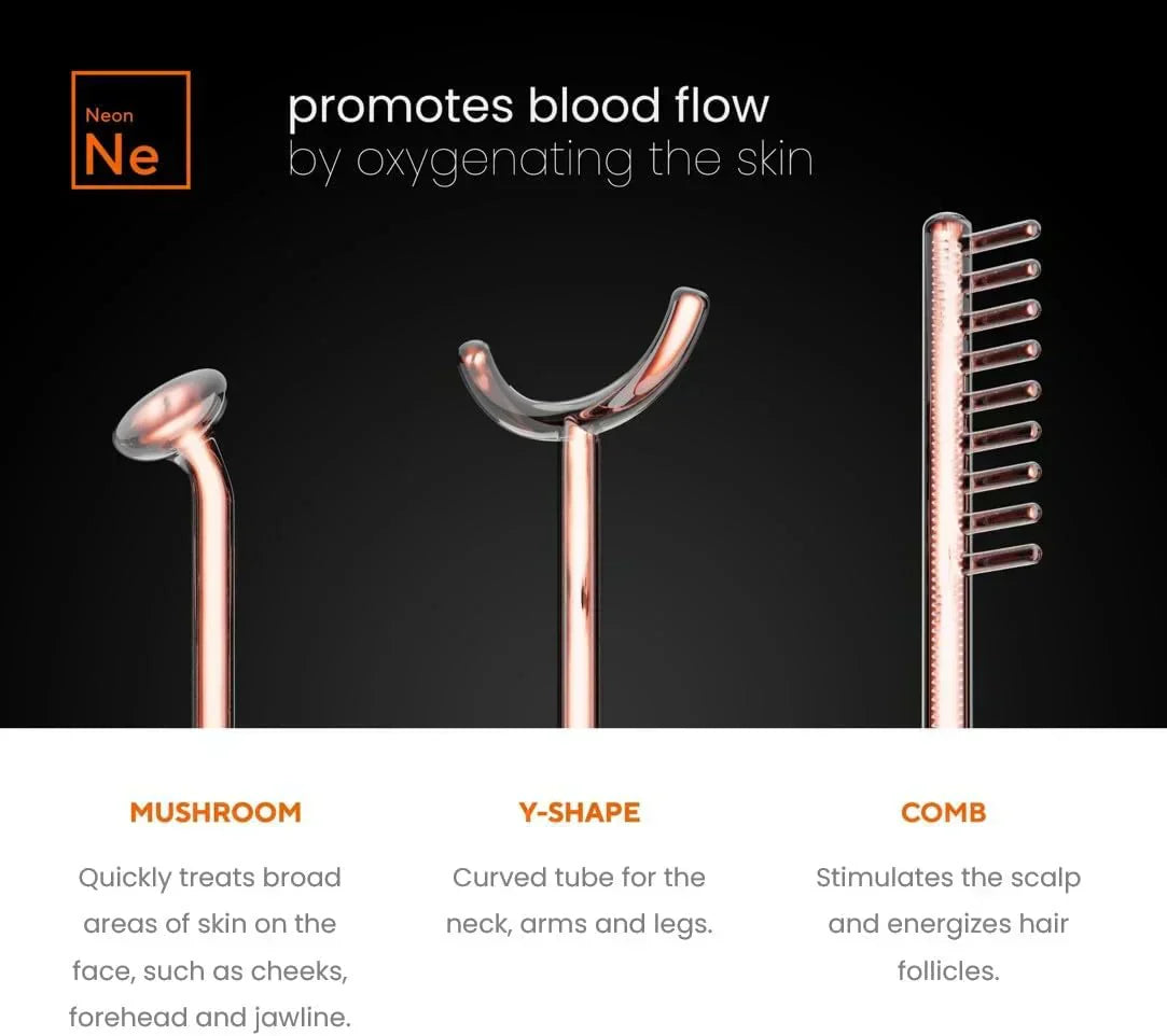 NuDerma Professional Skin Therapy Wand Portable Skin Therapy Machine with 6 Neon Argon Wands