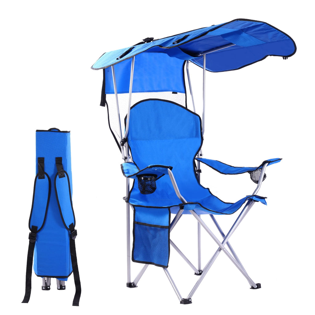 VTOY Camping Chair with Canopy Portable Canopy Camping Chairs with Shade for Outside Folding Beach Chairs with Shade for Adults(Olive Green)