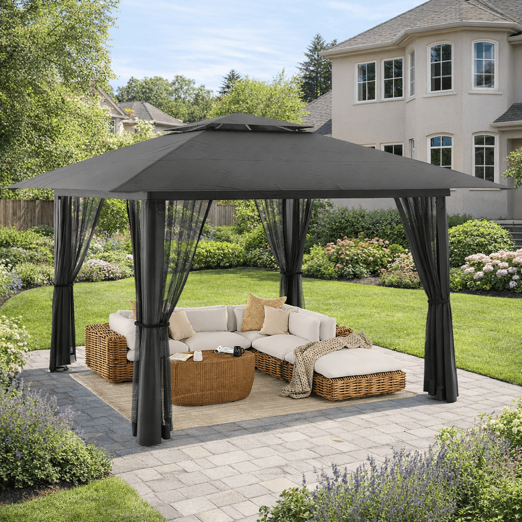10x10 Pop-Up Canopy Tent with Removable Walls, 3 Height Adjustable Easy Set up Portable Gazebo, For Camping, White
