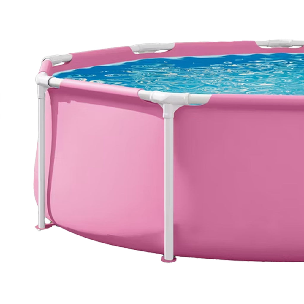 INTEX Rectangular Metal Frame 7ft x 23in Above Ground Swimming Pool, Pink