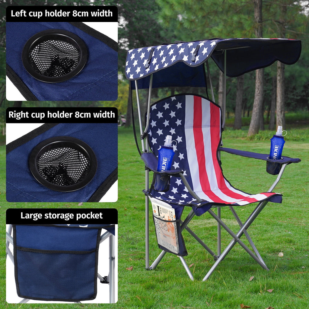 VTOY Camping Chair with Canopy Portable Canopy Camping Chairs with Shade for Outside Folding Beach Chairs with Shade for Adults(Olive Green)