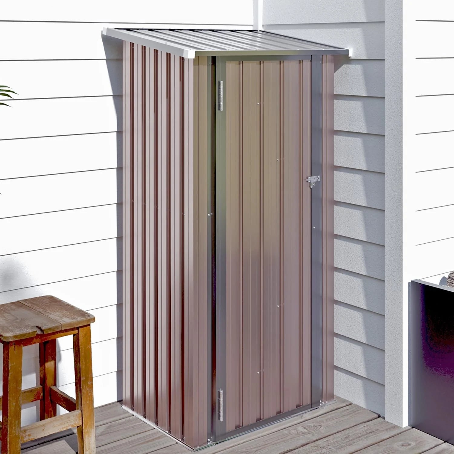 Aoxun 6.2x4 FT Shed Outdoor Storage Shed with Lockable Doors Sloping Roof Metal Garden