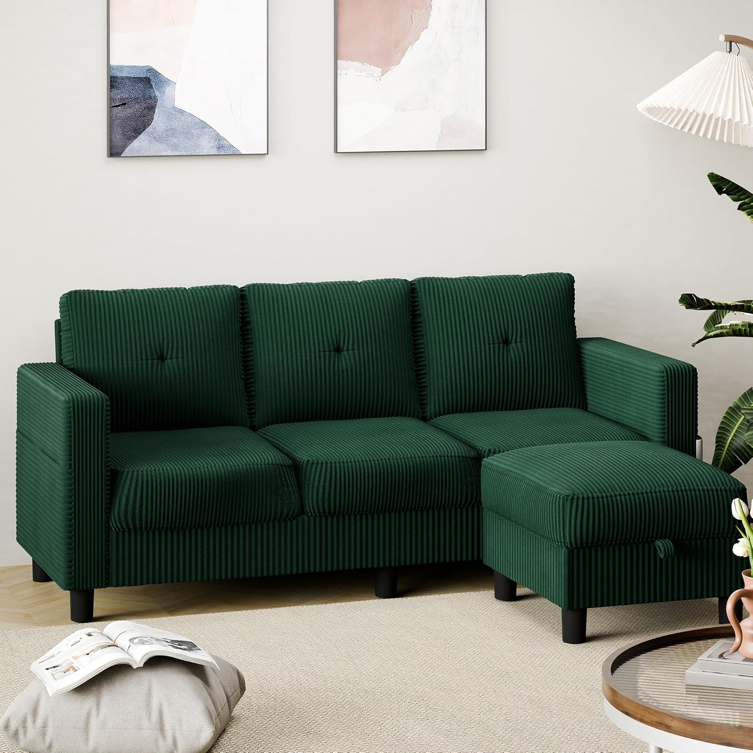 Shintenchi 76 Modern Upholstered Sectional Sofa, L-Shaped Couch