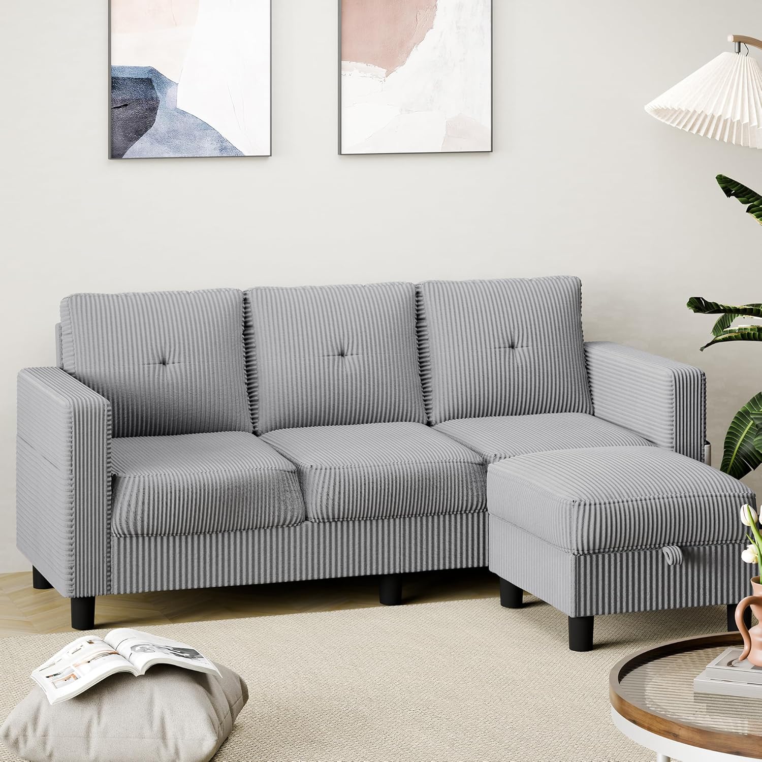 Shintenchi 76 Modern Upholstered Sectional Sofa, L-Shaped Couch