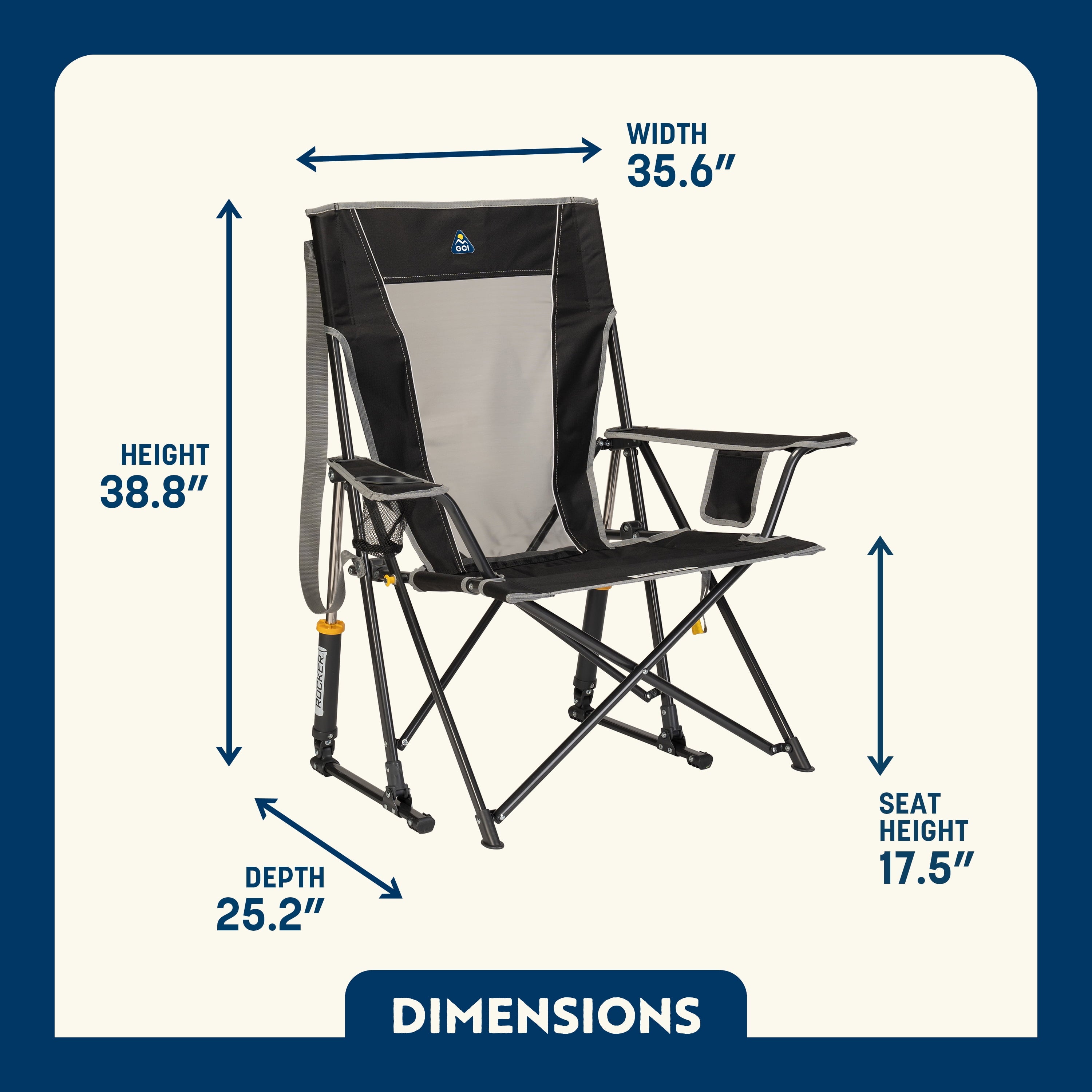 GCI Outdoor Comfort Pro Rocker Camping Chair with Mesh Backrest, Pastel Green Colorblock