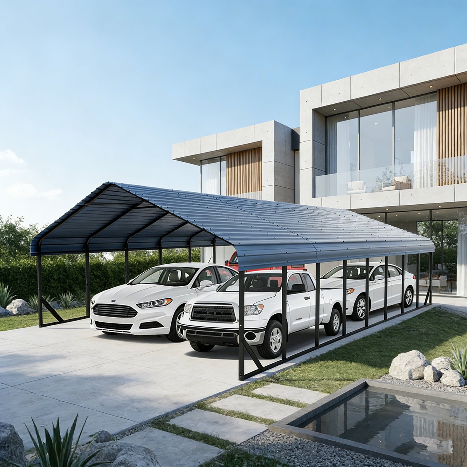 Heavy-Duty 10x20 ft Carport Garage, All-Weather Protection for RV, Boat, Car & Truck, Portable Shelter with Wind & Rust Resistance