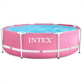 INTEX Round Metal Frame 8ft x 30in Above Ground Swimming Pool, Pink