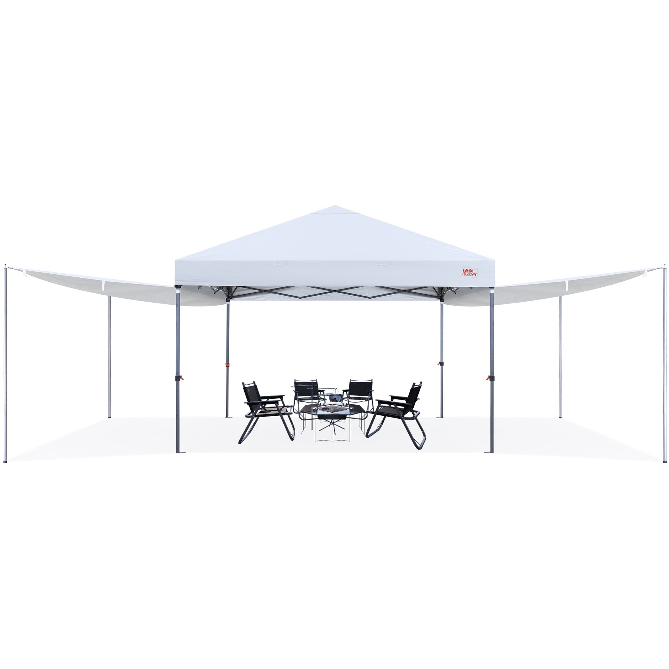 MASTERCANOPY 10 x 10ft Pop-up Canopy Tent with 2 Detachable Side Shades, White