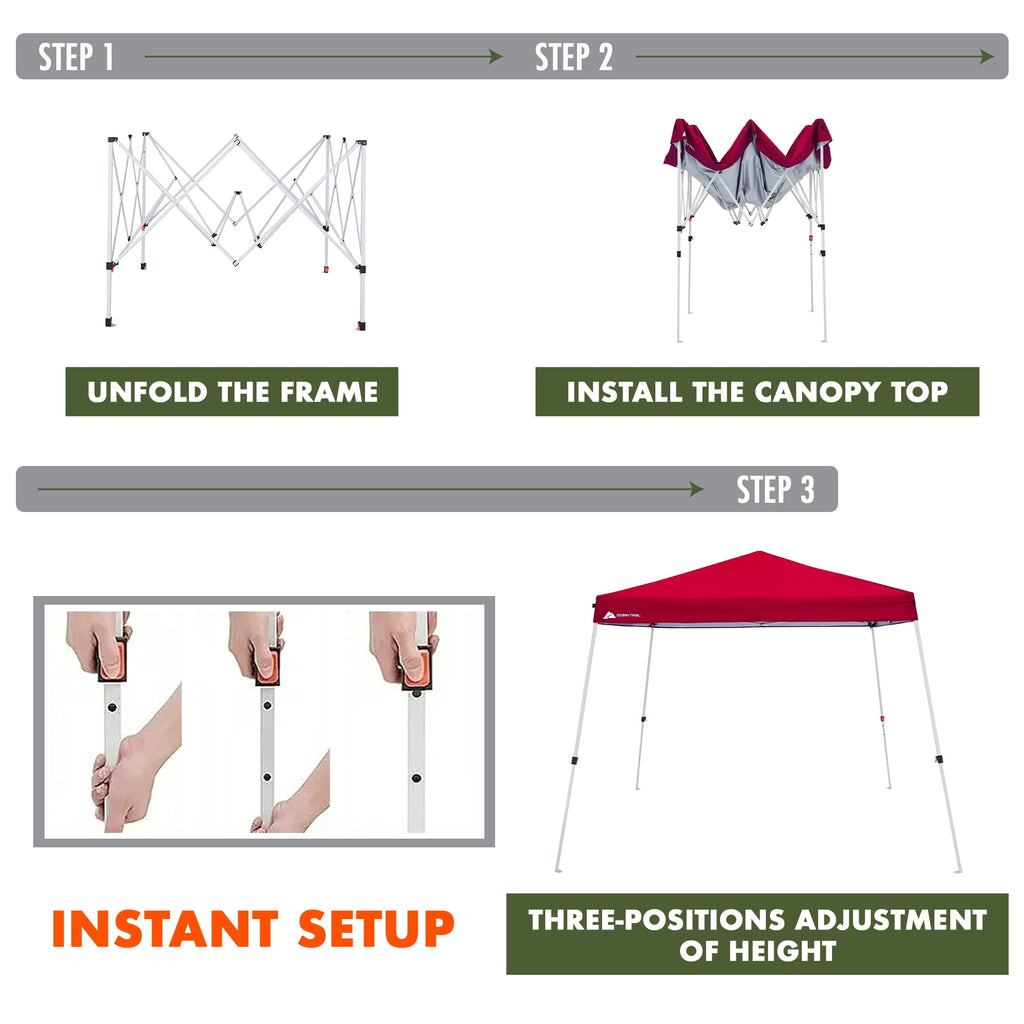 Ozark Trail 10' x 10' Instant Slant Leg Pop-up Outdoor Canopy, Blue
