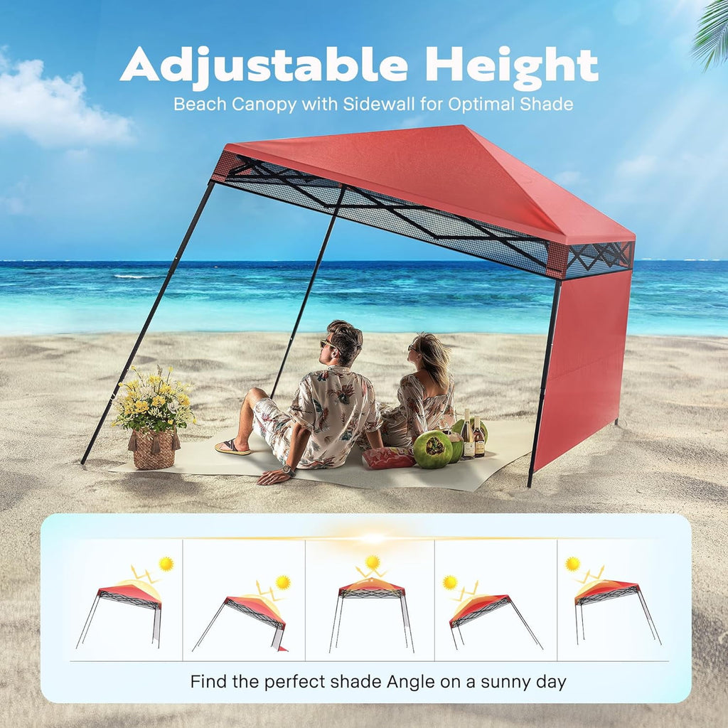 SPECSTAR 8'x8' Slant Leg Canopy Tent with Central Lock Design, Perfect for Camping, Party, Yard, and Beach Events, Beige (6x6ft Canopy Cover)