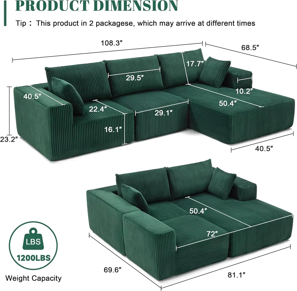 108 inch sectional sofa cloud sectional sofa with deep seat modern sectional L shaped sofa