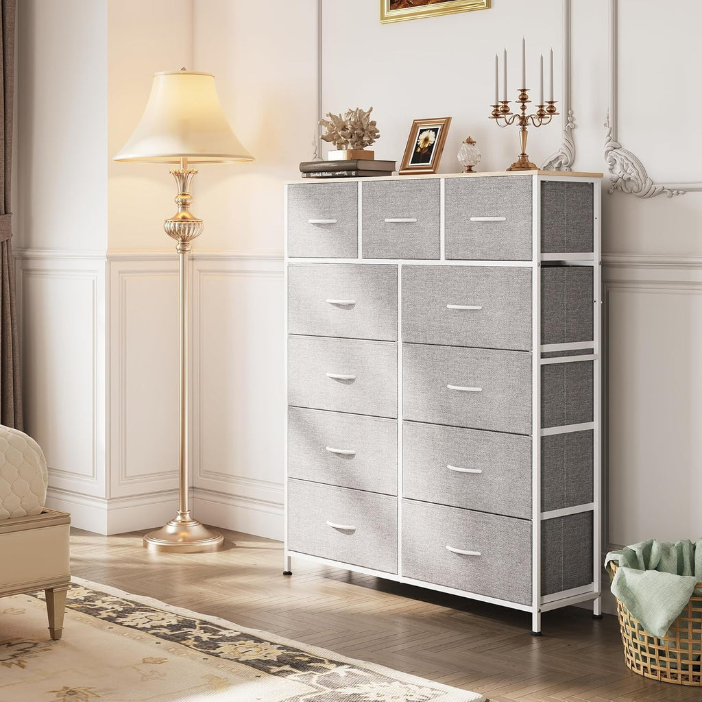 Storage Organizer Unit 11 Fabric Bins Storage Drawers Organizer Steel Frame Tall Storage Tower
