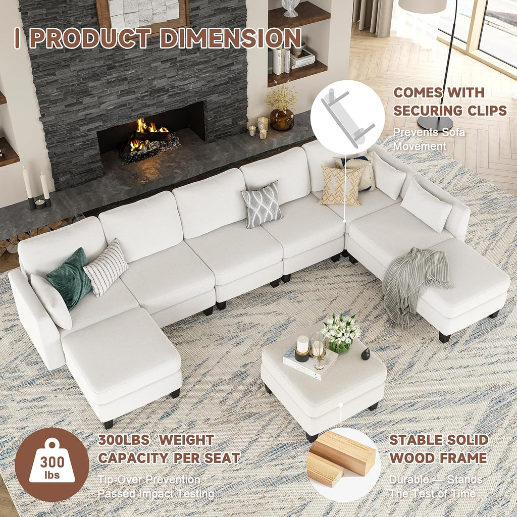 Modular Sectional Sof Convertible U Shaped Sofa Couch with High Density Memory Foam