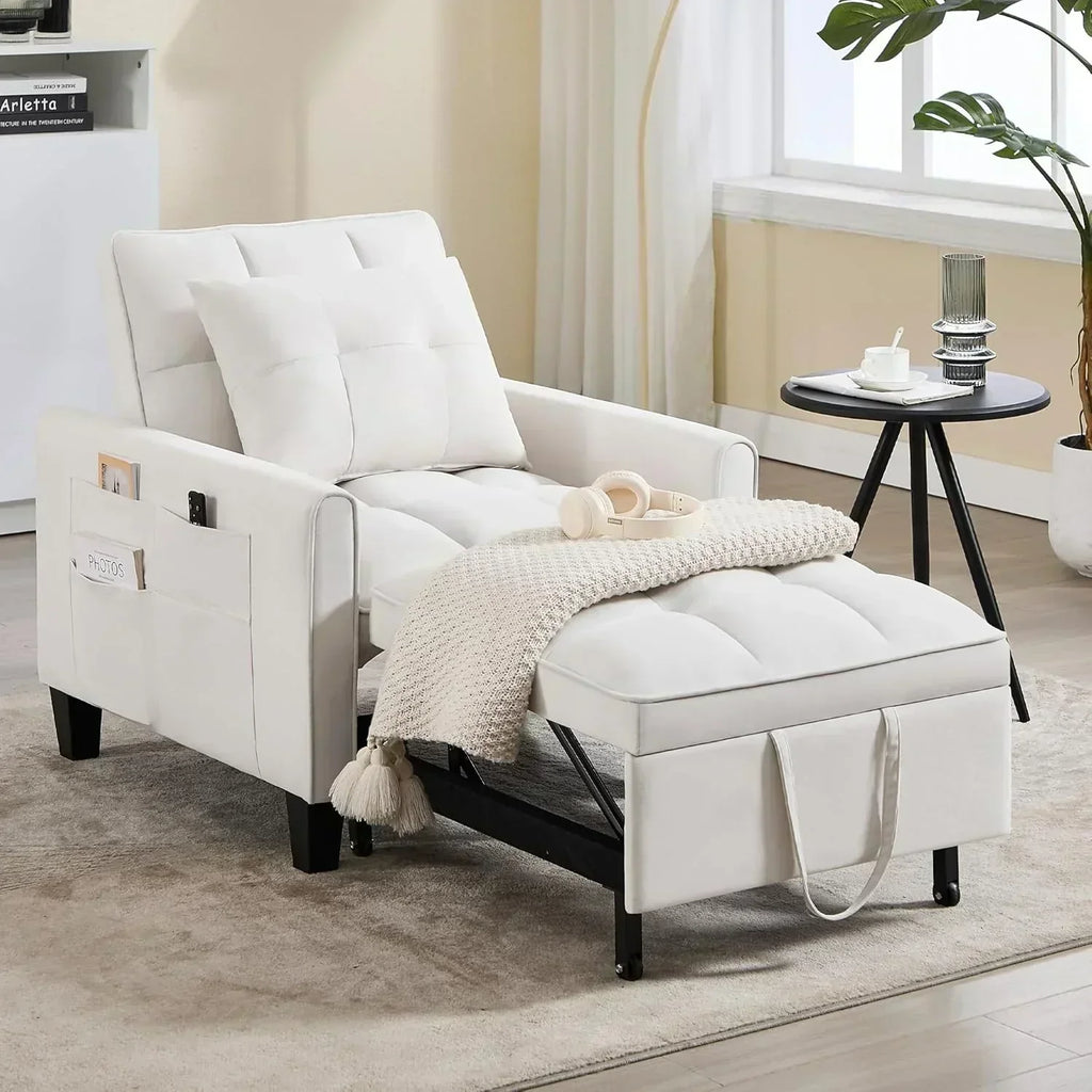 Convertible Sleeper Chair 3 in 1 Sleeper Chair Bed Pull Out Sofa Bed Chairs Velvet Single Sofa
