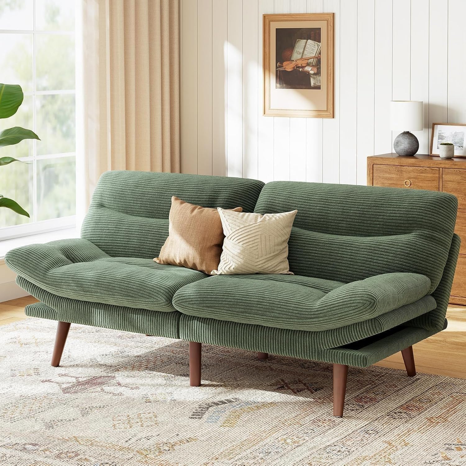 Futon Sofa Bed Futon Sofa Adjustable Back Armrests Converts to Small Sleeper Sofa Bed