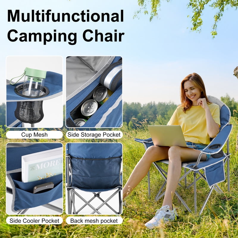Simenmax Zero Gravity Chair Set of 2, Reclining Folding Outdoor Chairs with Adjustable Headrest & Cup Holder, Anti - Gravity Loungers for Backyard, Patio, Lawn, Poolside,Blue