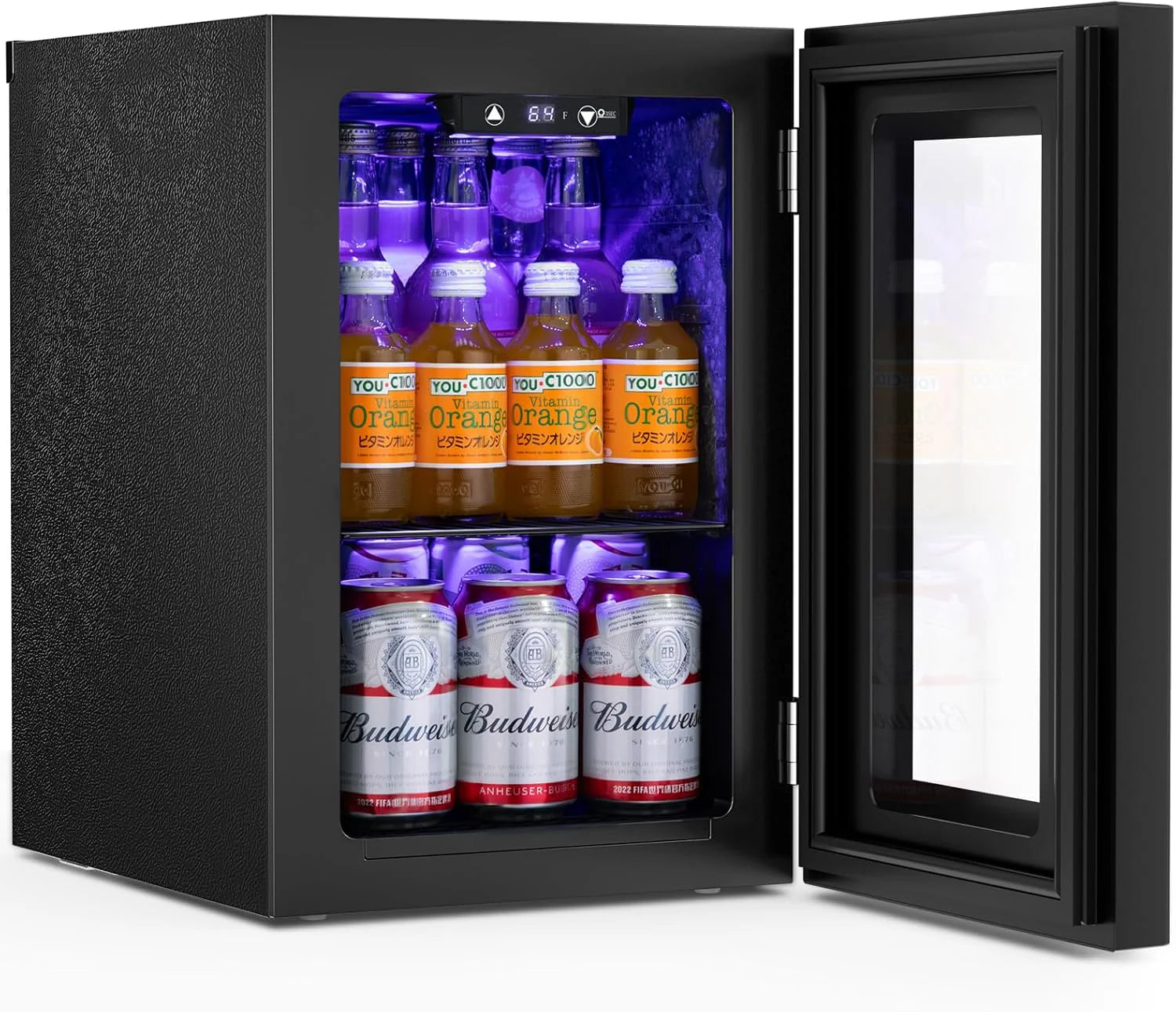Antarctic Star Beverage Refrigerator Cooler 68 Can, Mini Fridge with Glass Door for Beer Drinks Wine,Freestanding Small Fridge with Electronic Temperature Control for Home and Bar,1.7 cu.ft