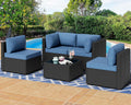 7 Pieces Outdoor Patio Sectional Sofa Couch, Wicker Furniture Patio Conversation Sets with Washable Cushions & Coffee Table for Garden, Poolside, Backyard