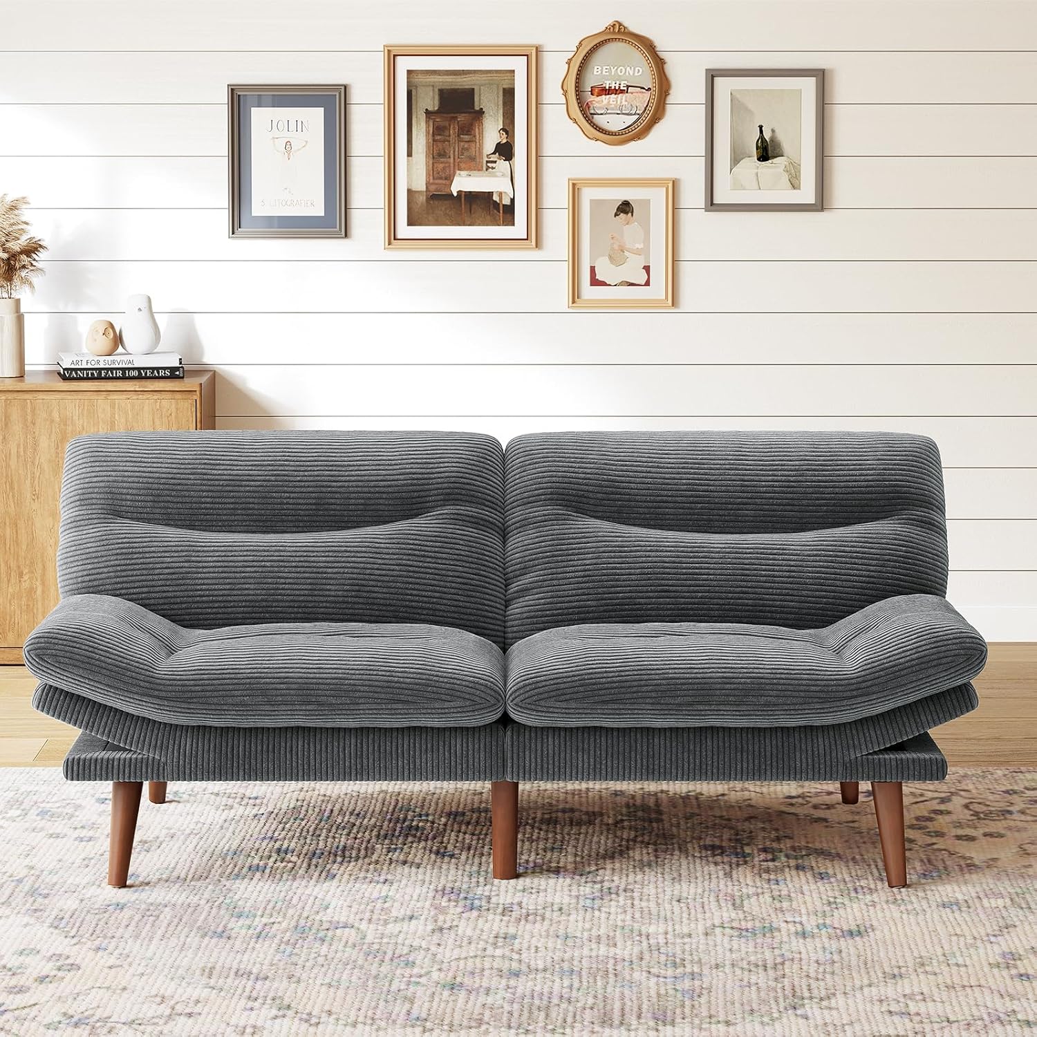 Futon Sofa Bed Futon Sofa Adjustable Back Armrests Converts to Small Sleeper Sofa Bed