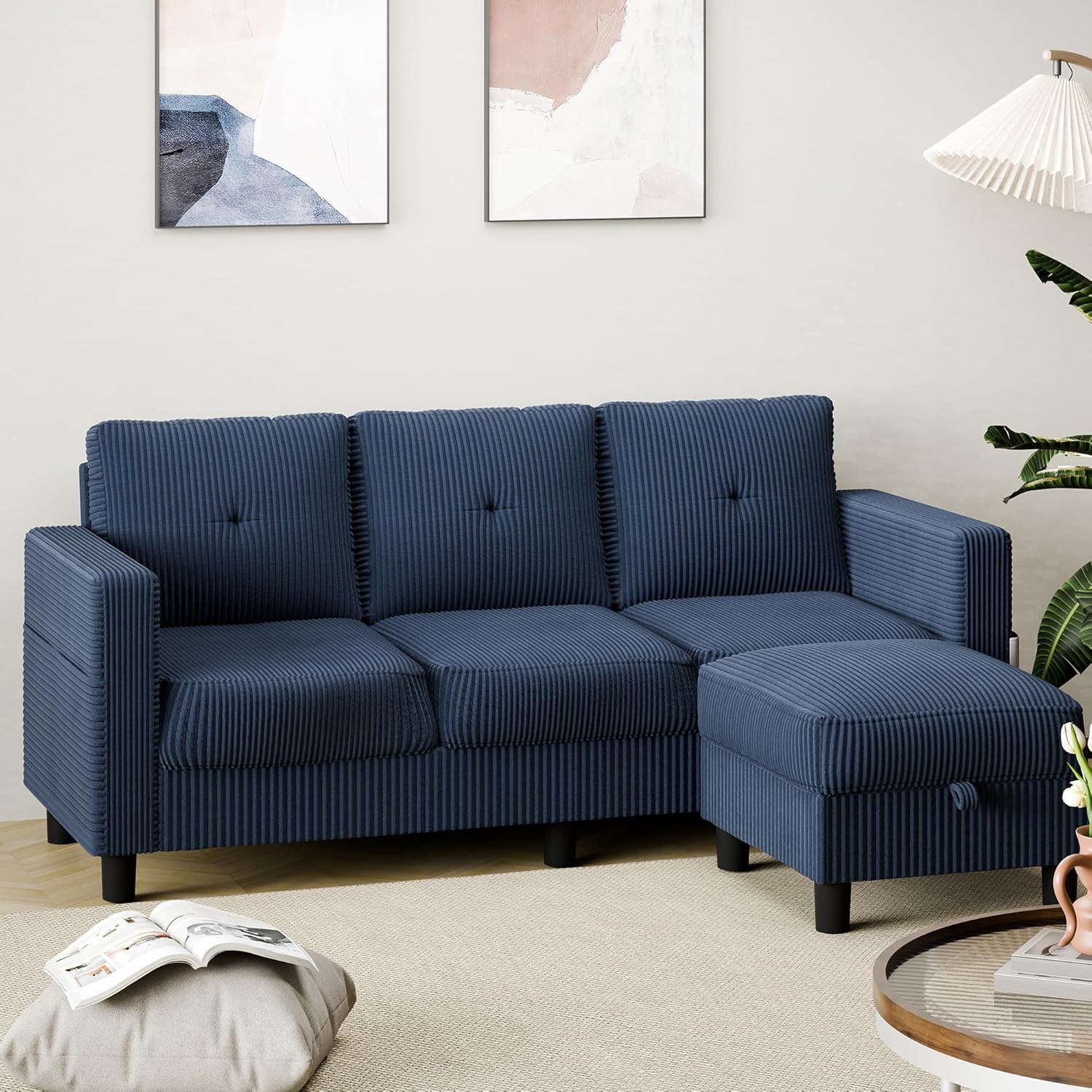 Shintenchi 76 Modern Upholstered Sectional Sofa, L-Shaped Couch