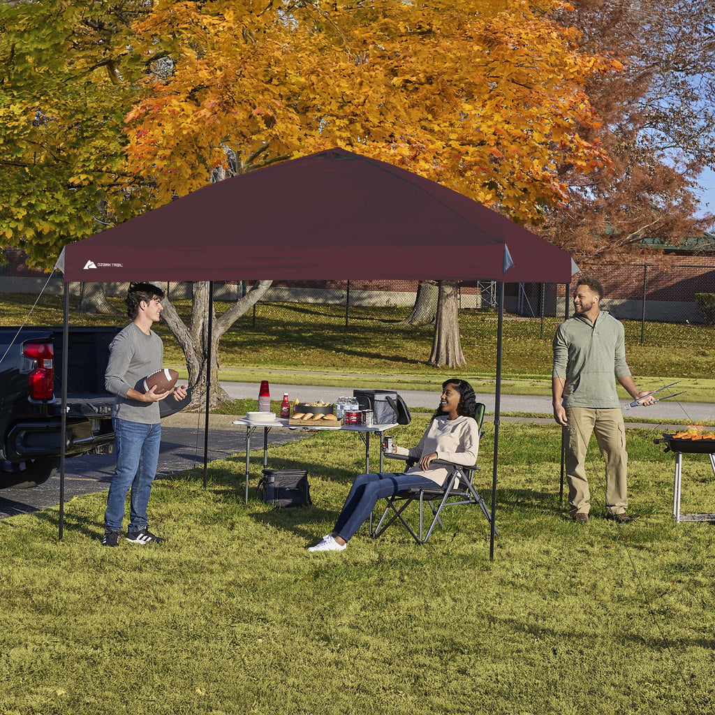 Ozark Trail 10x10 Instant Pop Up Canopy Tent with Simple Push Setup – Straight Leg Pop-Up Tent for Tailgating, Camping & Events, Gold